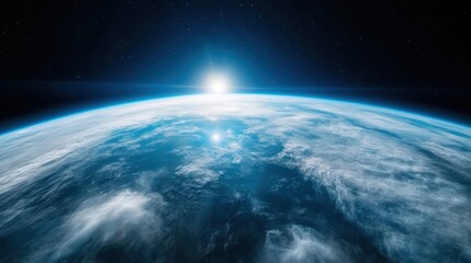 A breathtaking view of Earth from space showcasing a sunrise illuminating the horizon, symbolizing hope, new beginnings, and the beauty of our planet from a cosmic perspective.