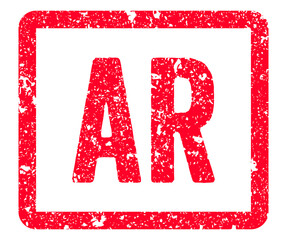 AR Stamp Transparent Seal, Red Grunge AR Word Rubber Stamp Seal