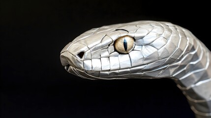 Metal Sculpture of a Serpent with Intricate Details