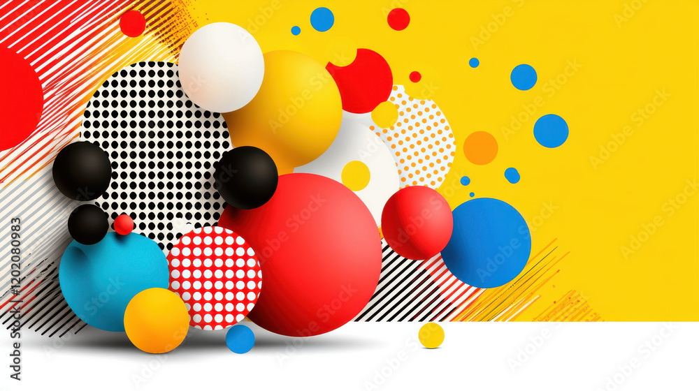 Leinwandbilder bright and colorful abstract design featuring various geometric shapes in red, blue, yellow, and bla