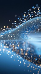 Abstract Blue and Gold Glitter Wave Design