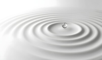Water droplet creating concentric ripples on a white surface.