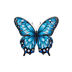 Obraz premium Blue Morpho Butterfly: A vibrant blue morpho butterfly with intricate wing details, showcasing its iridescent blue color and captivating patterns. 