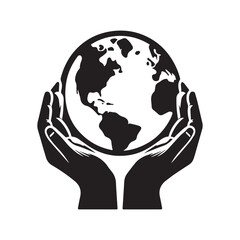 Hands Holding Earth Globe Vector Illustration for Earth Day Celebration,,