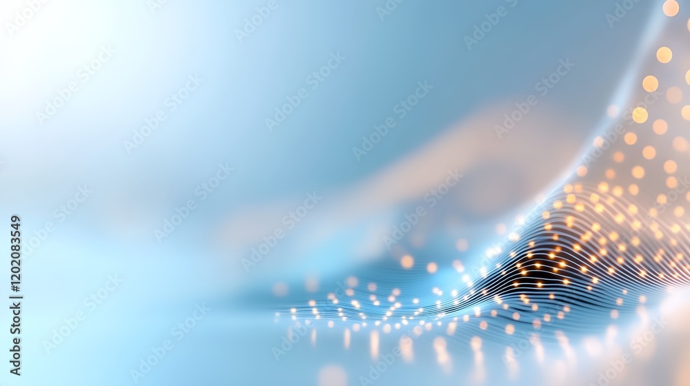 Canvas Prints blue background with a wave of light and a few dots