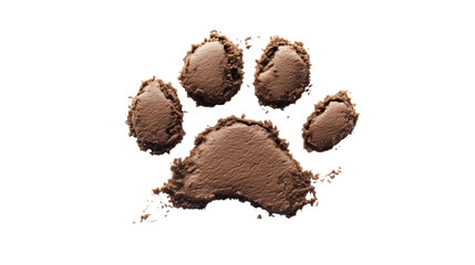 Fluffy Cat Paw Print in Brown Mud for Pet Lovers Isolated on Transparent Background 