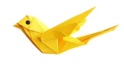 Origami Yellow Bird, isolated on transparent background