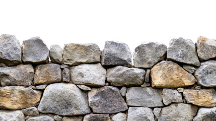 Rocks creating a stone wall structure, isolated on transparent background