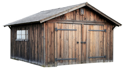 Naklejka premium Rustic wooden shed, isolated on transparent background