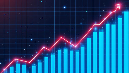 Fototapeta premium Strategy stock chart financial graph analysis market exchange on growth business technology background with money diagram trade investment or digital progress candlestick finance data global success 