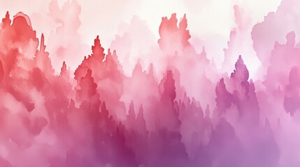 Abstract Watercolor Forest Landscape