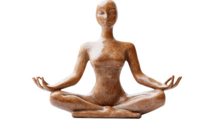 Sculpture in yoga position, isolated on transparent background
