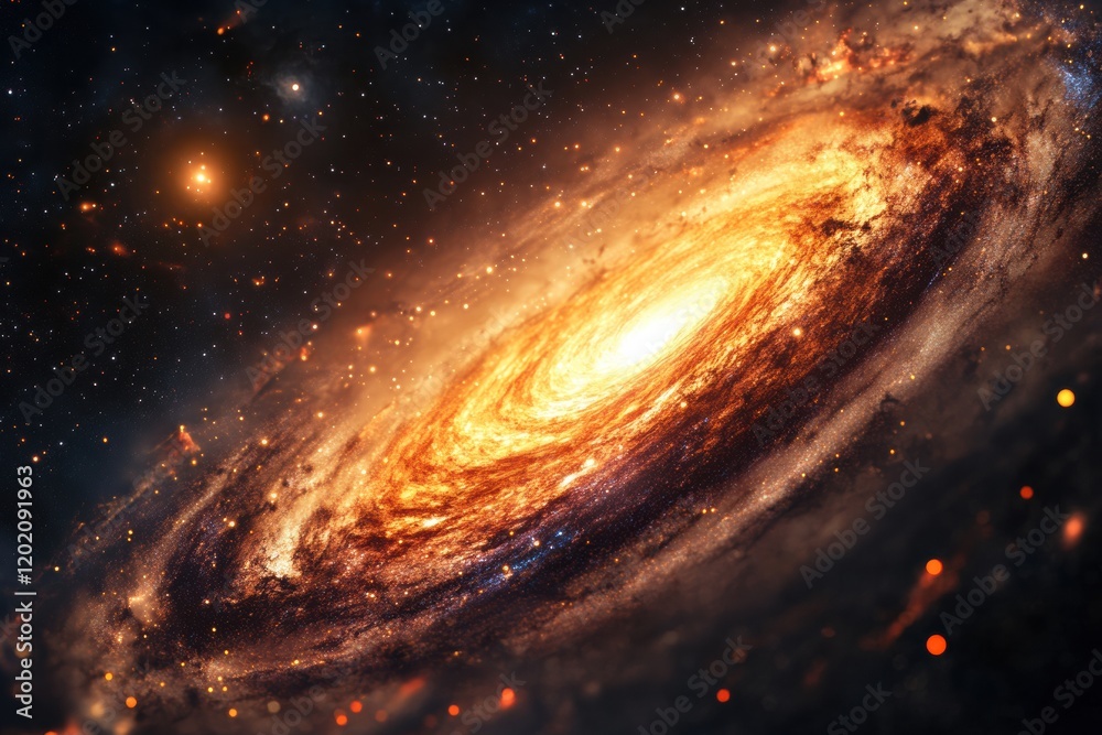 Aufkleber swirling nebula and glowing planets in a colorful galaxy filled with bright stars. generative ai