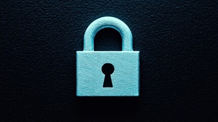Fototapeta premium Blue Lock on Dark Surface with Keyhole