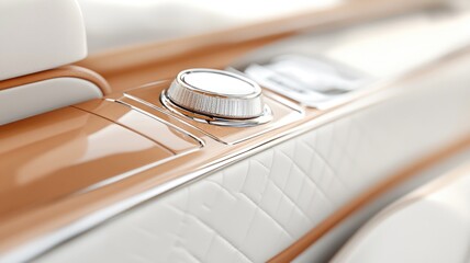 Naklejka premium Luxury car interior design: elegant gear selector and luxurious quilted details for automotive enthusiasts