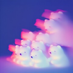 Naklejka premium Cuddly teddy bears in a row, with copy space for text.