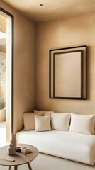 Fototapeta premium Beige Modern Minimalist Corner Seating Area