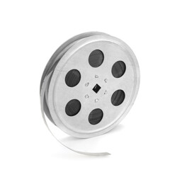 Reel of old film isolated on white