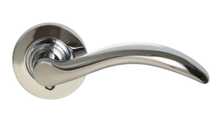 Silver door handle, isolated on transparent background