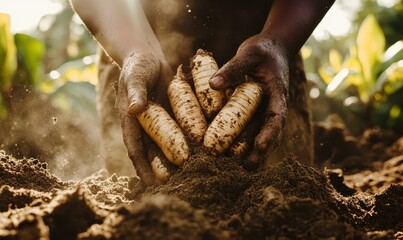 Farmer Harvesting Fresh Root Vegetables From Soil