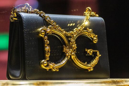 Dolce Gabbana women's suite clutch in the shop window.Russia,Saint-Petersburg, 08jan2025.
