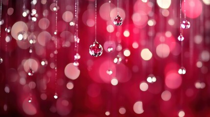 Glistening Drops Against a Vibrant Red Background