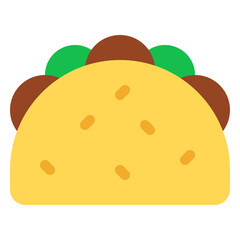 Taco Icon in Flat Style Suitable for Web, Apps, Presentation, or Printable Meanings