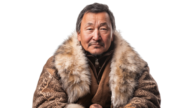 Eskimo man in a pose, isolated on transparent background
