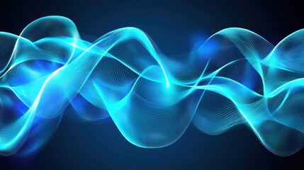 Fototapeta premium Dynamic wave patterns in blue abstract digital art studio environment creative viewpoint