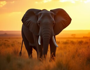 Obraz premium Majestic Elephant at Sunset