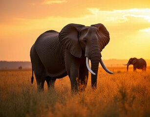 Obraz premium Majestic Elephant at Sunset