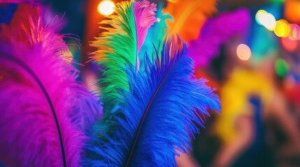Obraz premium Colorful carnival feathers as a carnival decoration