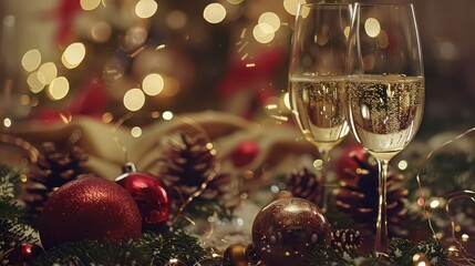 Toasting with champagne and cheers for the New Year. 