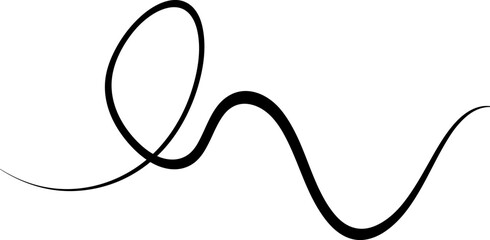 Black on white curly swishes icon, squiggle line, Calligraphy swirl element