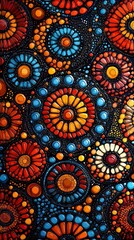 Vivid mosaic art with intricate floral patterns. Ideal for textiles, wallpaper, or decorative accents. Vibrant colors and detailed design create a captivating visual experience.