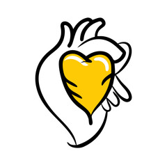 golden heart with a ribbon