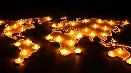 Global Illumination: A World Map Adorned with Glimmering Candles