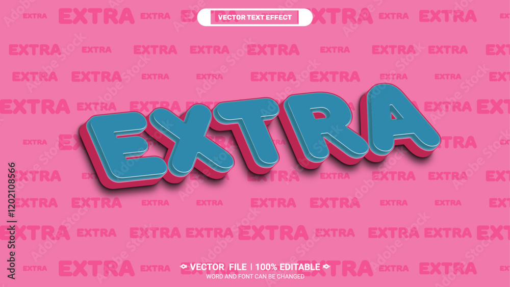 Fototapete extra 3d editable vector text style effect