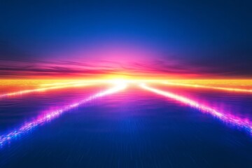 Vibrant Sunset Reflecting on Calm Water Surface