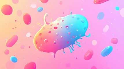 Bacteria flat design front view microbiology theme animation vivid. 