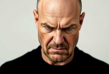 Obraz premium Portrait of a bald man with a scowl