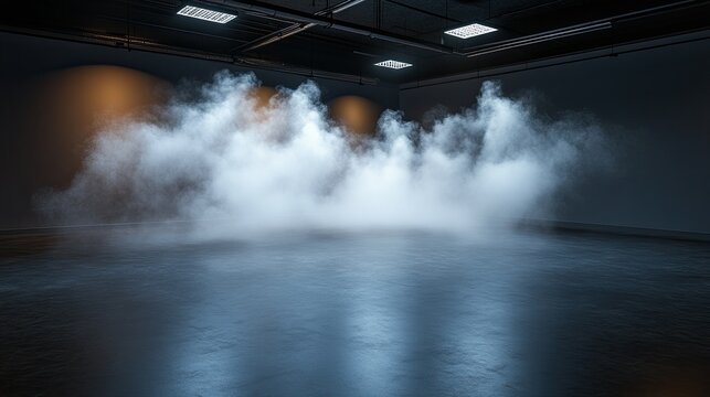 Studio Fog Industrial space, smoky atmosphere, photoshoot backdrop