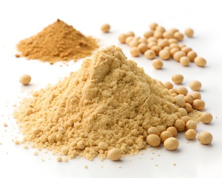 kinako soy flour isolated on white background