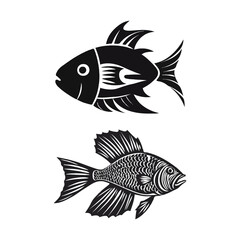 Simple black icon of fish