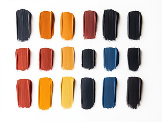 Color Palette of Bold Paint Strokes on White Background: Abstract Art and Design Elements