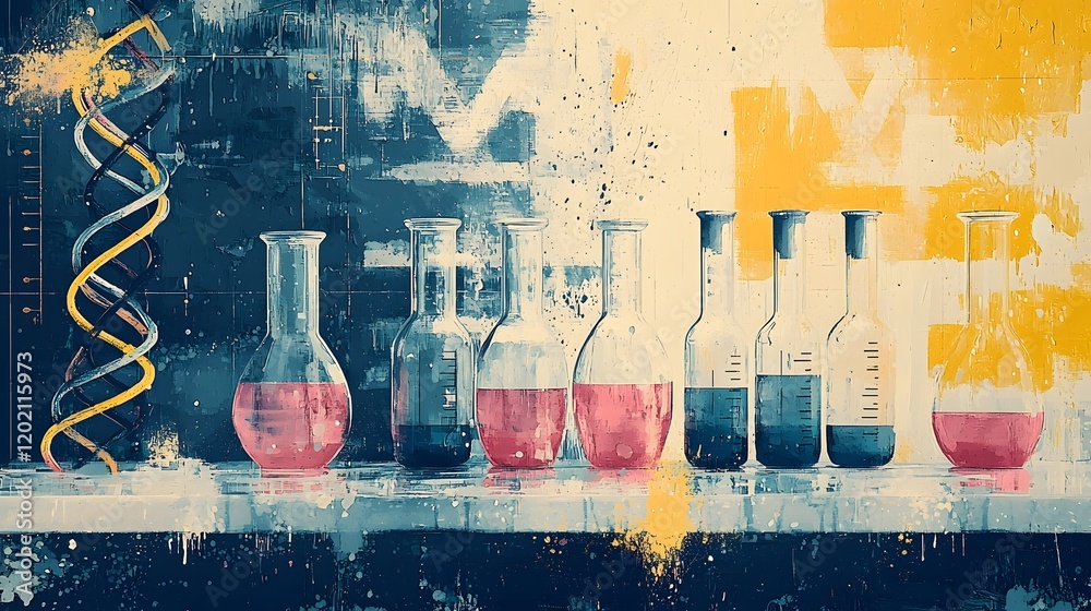 Wall mural captivating abstract depicting a futuristic scientific laboratory setting featuring bold textures sw