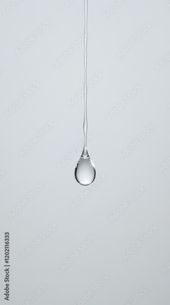 Poster single droplet of water hangs delicately in midair, capturing the essence of fluidity and tranquilit