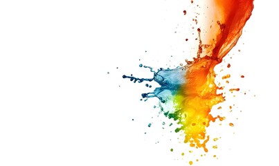 Colorful paint splash explosion on white.