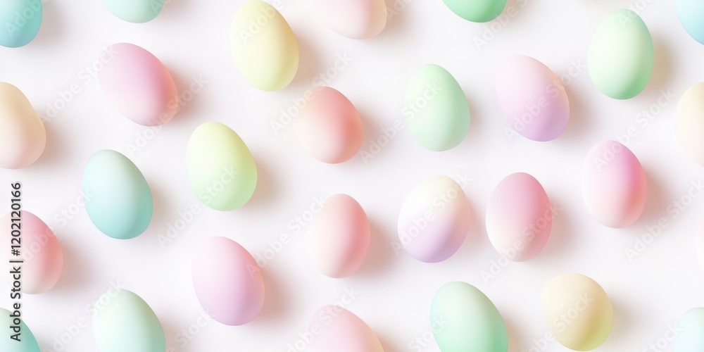Wall mural pastel easter eggs pattern background with soft light and shadow effects