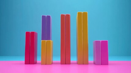 Bar graph flat design front view financial theme animation vivid. 